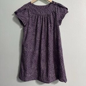 Hanna Anderson Short Sleeve Swing Cotton Dress Purple Hearts Girls 12 Valentines